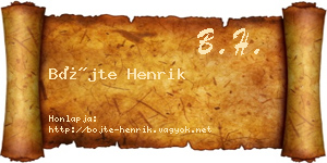 Böjte Henrik névjegykártya
